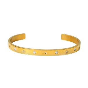 Star Stamped CZ Gold Bangle