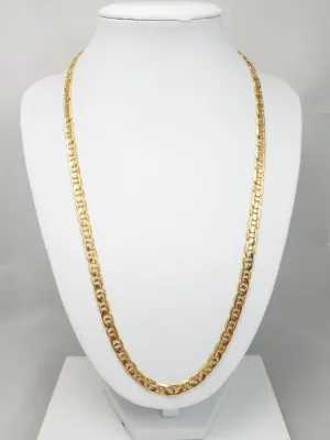 Stately 10k Yellow Gold Solid Mariner Link 22" Necklace