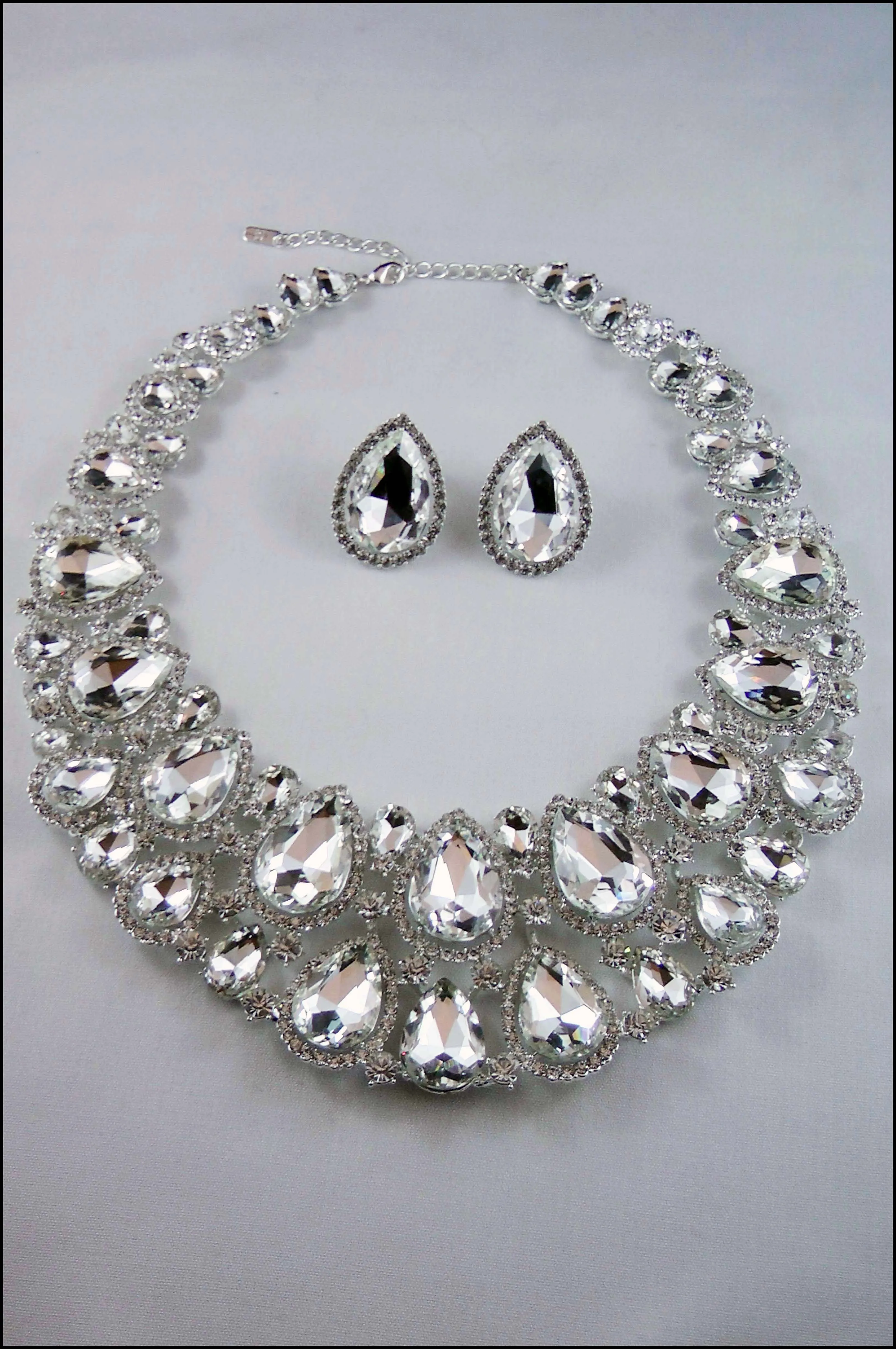 Statement Crystal  Collar Necklace Set