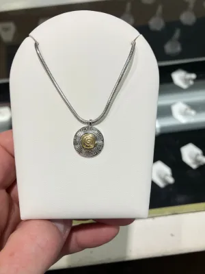 Sterling Silver And 18 K Gold Pendant With Chain