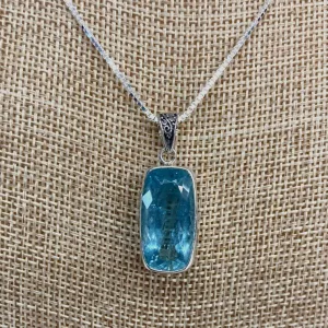 Sterling Silver And Aquamarine Pendant Necklace