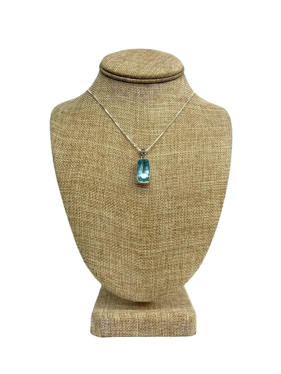 Sterling Silver And Aquamarine Pendant Necklace