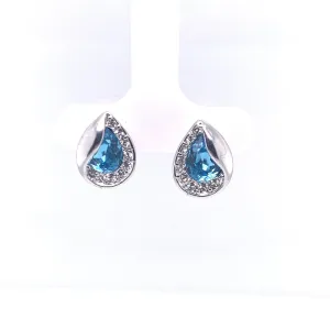 Sterling Silver Aqua Crystal Hidden Teardrop Earrings