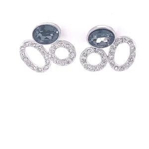 Sterling Silver Crystal Triple Oval Earrings