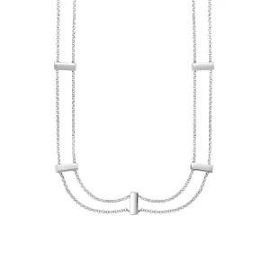 Sterling Silver Double Chain Chocker Necklace, 16"