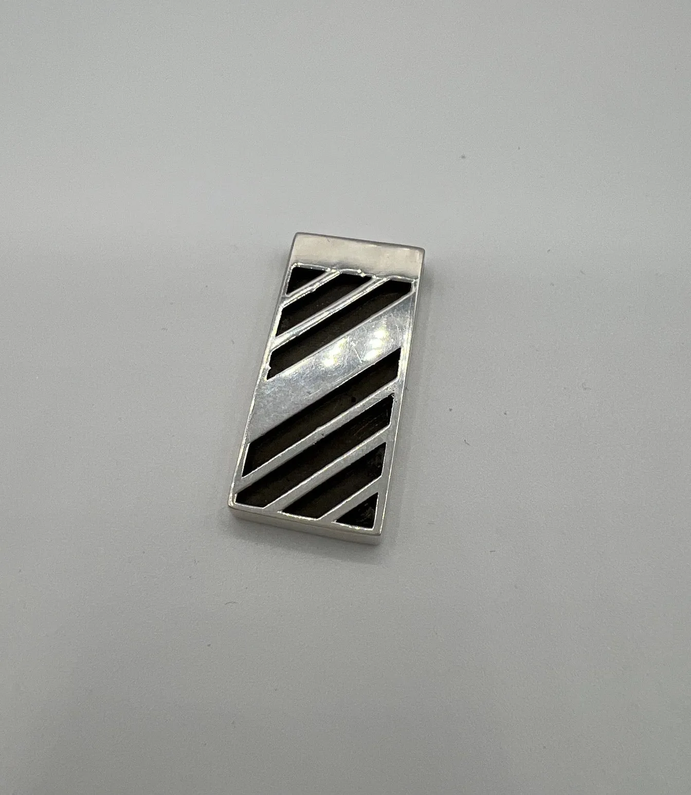 Sterling Silver Striped Rectangle Bar Pendant Blank