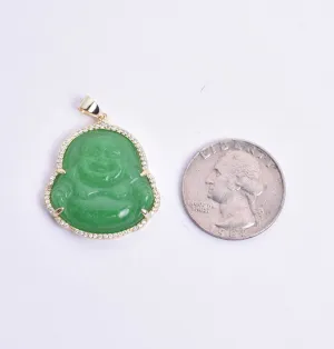 STPM 407, Unisex S925 Sterling Silver Buddha Pendant Large Size-Gold Green or Silver Green