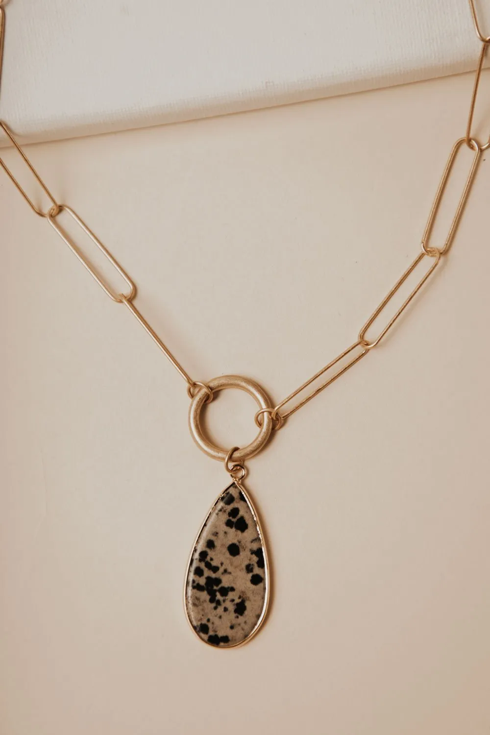 Teardrop Stone Pendant Necklace