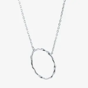 Textured Silver Hoop Necklace