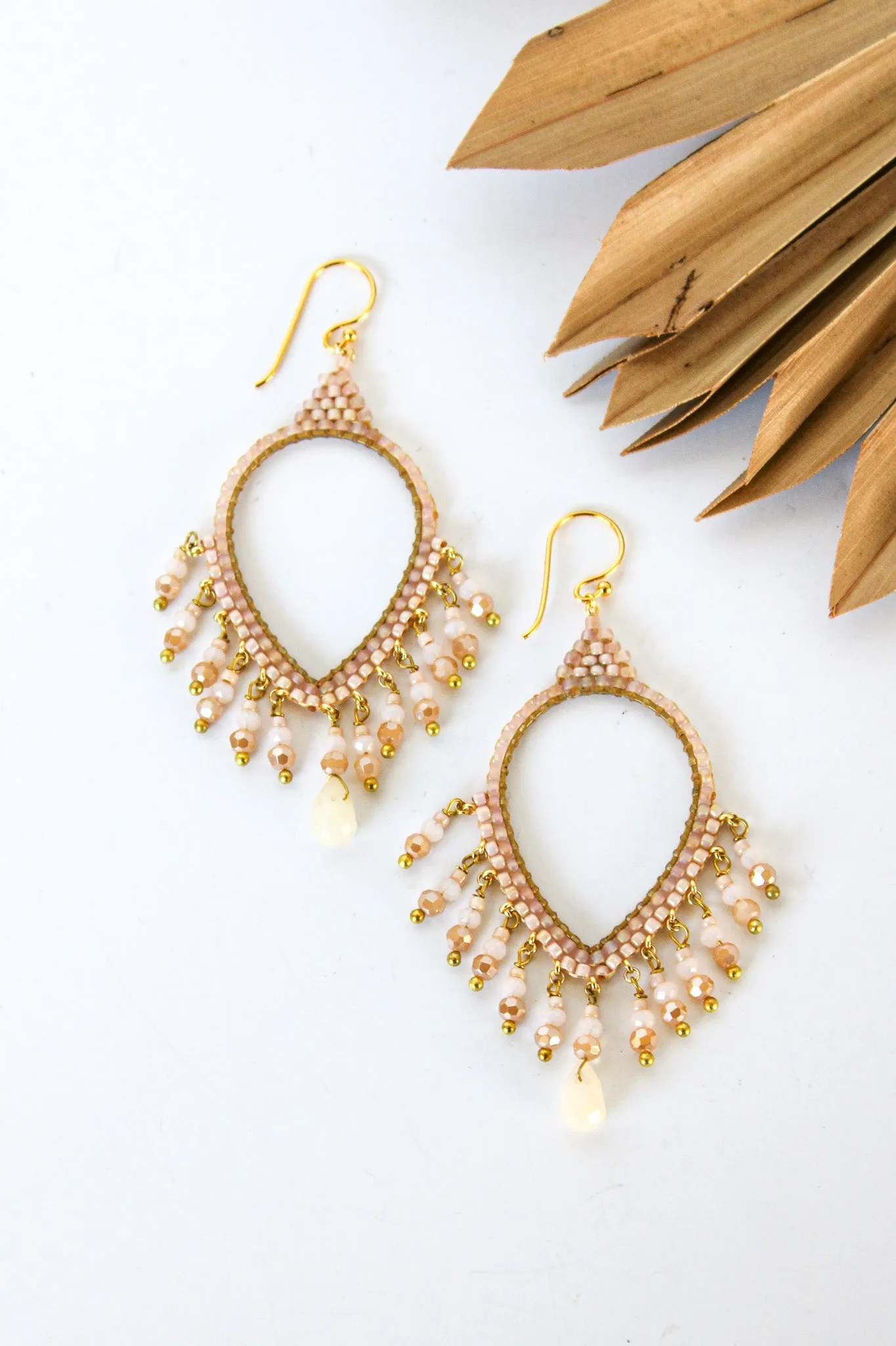 Thai Crystal Teardrop Chandelier Earrings