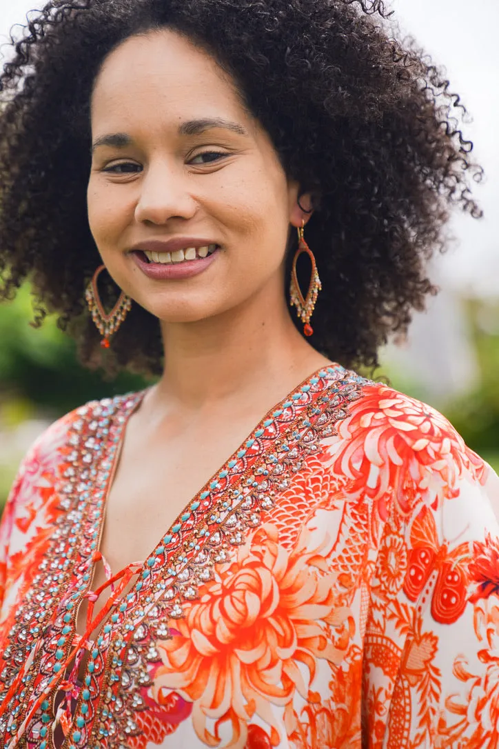 Thai Crystal Teardrop Chandelier Earrings