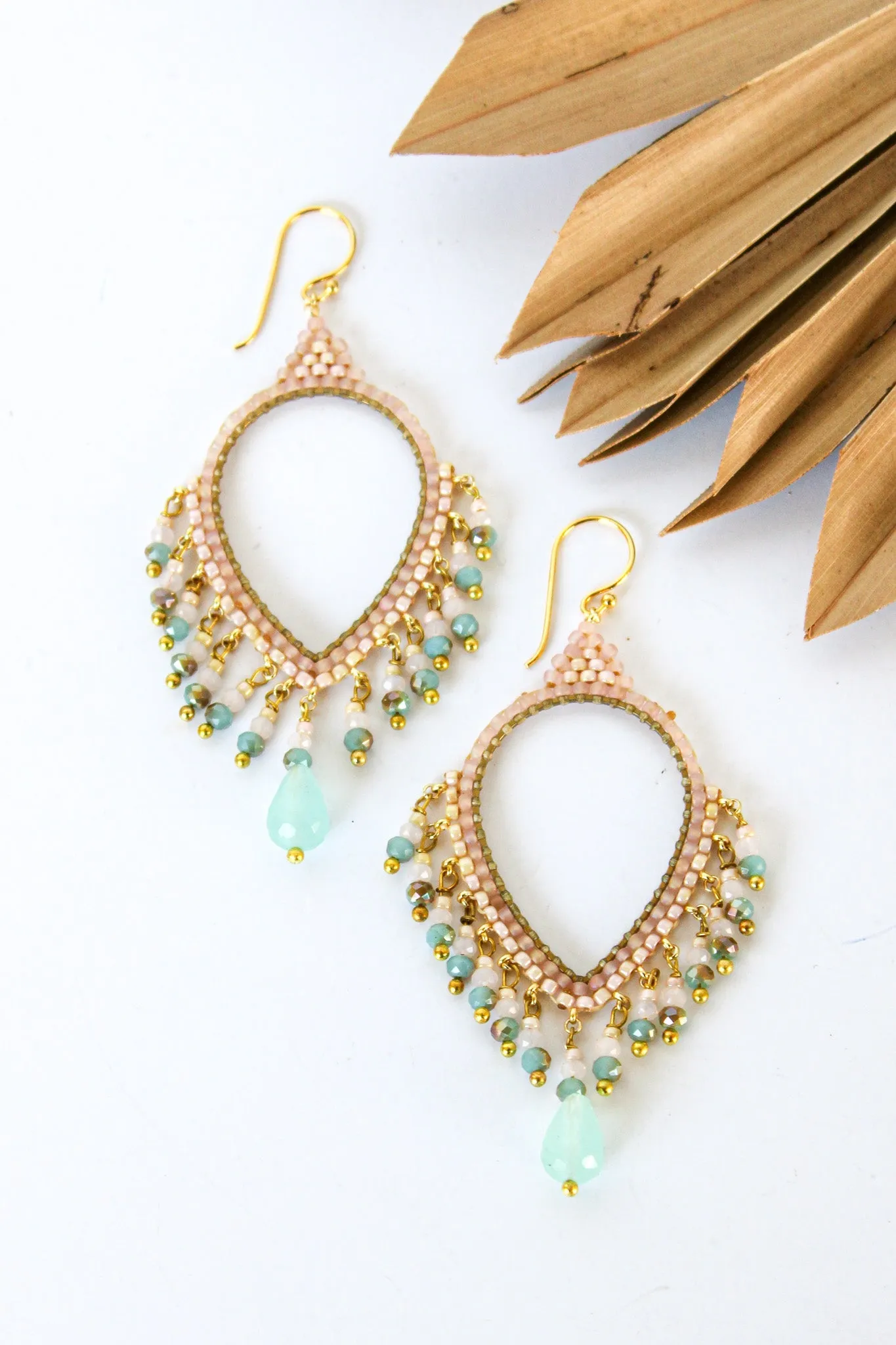 Thai Crystal Teardrop Chandelier Earrings