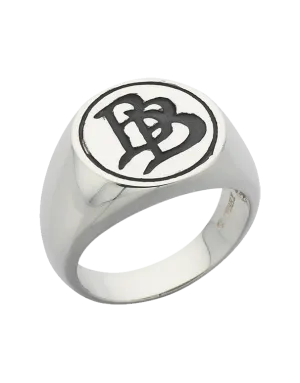 THE HOBBIT - Sterling Silver Oxidised Bilbo Baggins "BB" Initial Signet Ring - WD457G - 751781