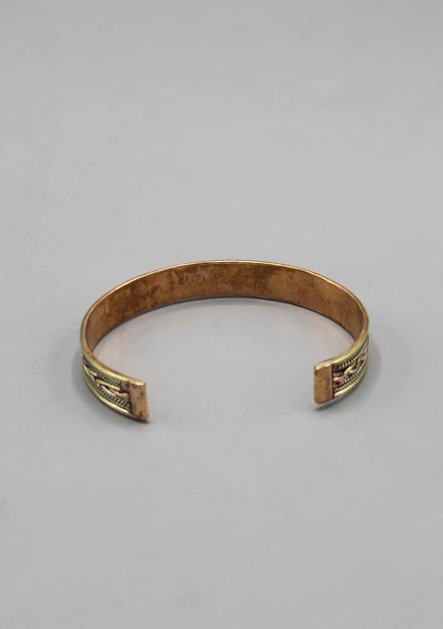 Three Metal Open Cuff Meditation Bracelet