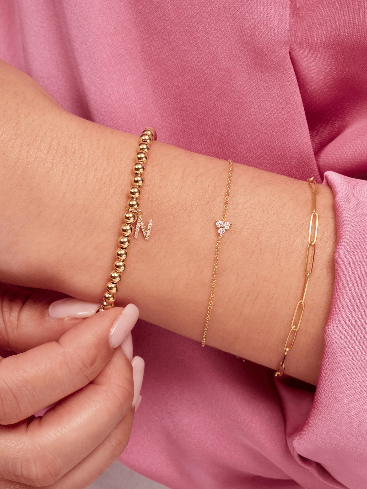 Tiny Trio Diamond Bracelet 14K