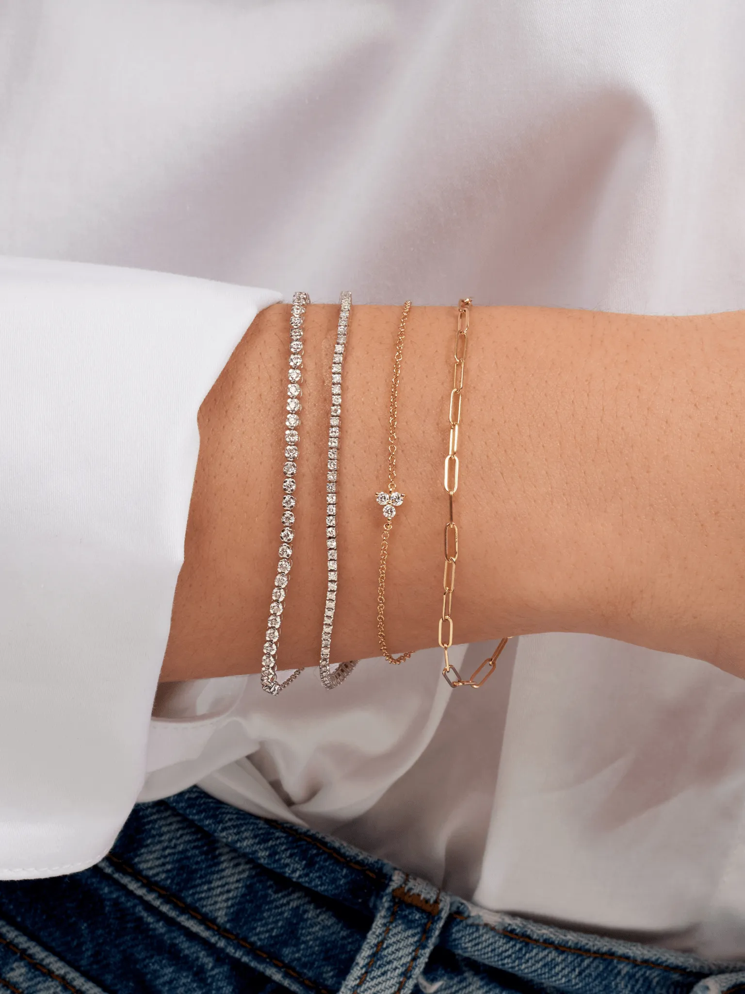 Tiny Trio Diamond Bracelet 14K