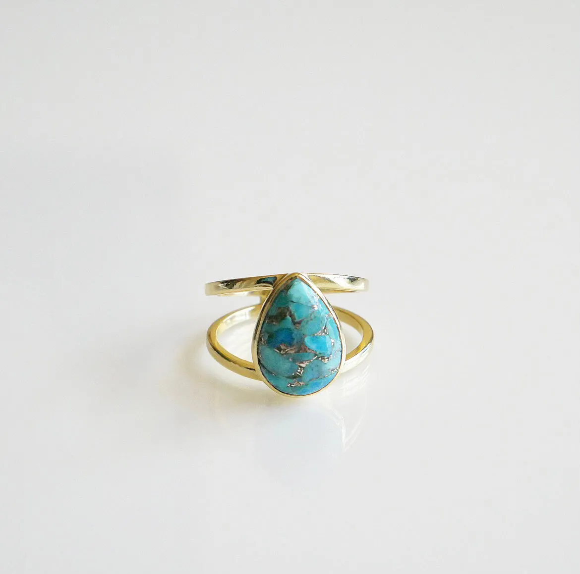 Turquoise Ocean  View Teardrop Ring .925 sterling silver