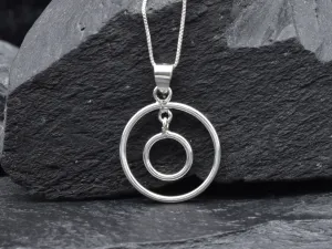 Two Circles Pendant - Silver Circle Pendant - Eternity Silver Necklace