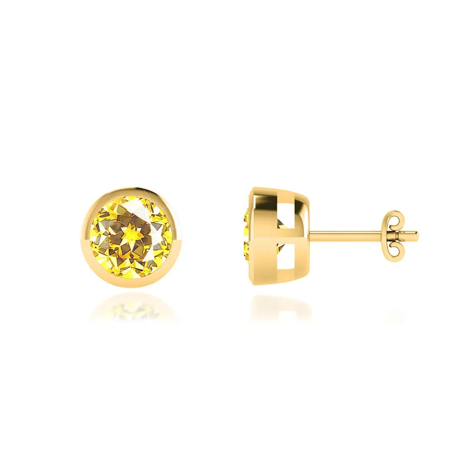 TYME - Bezel Edge Yellow Sapphire Earrings 18k Yellow Gold