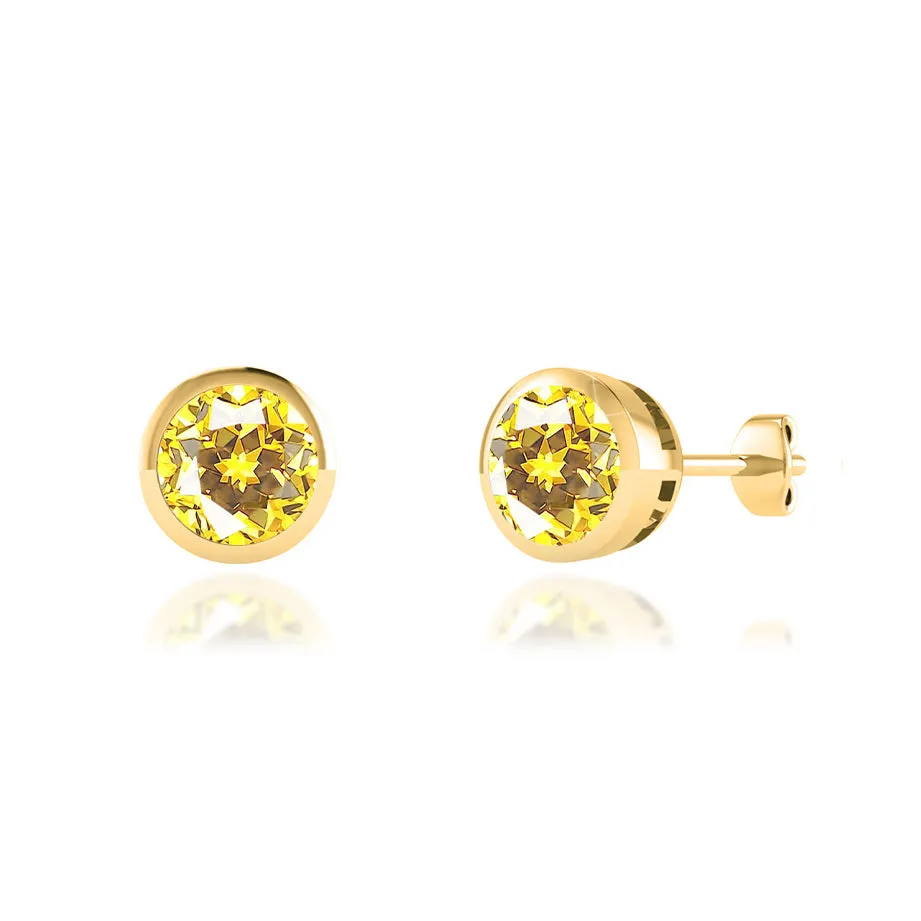 TYME - Bezel Edge Yellow Sapphire Earrings 18k Yellow Gold