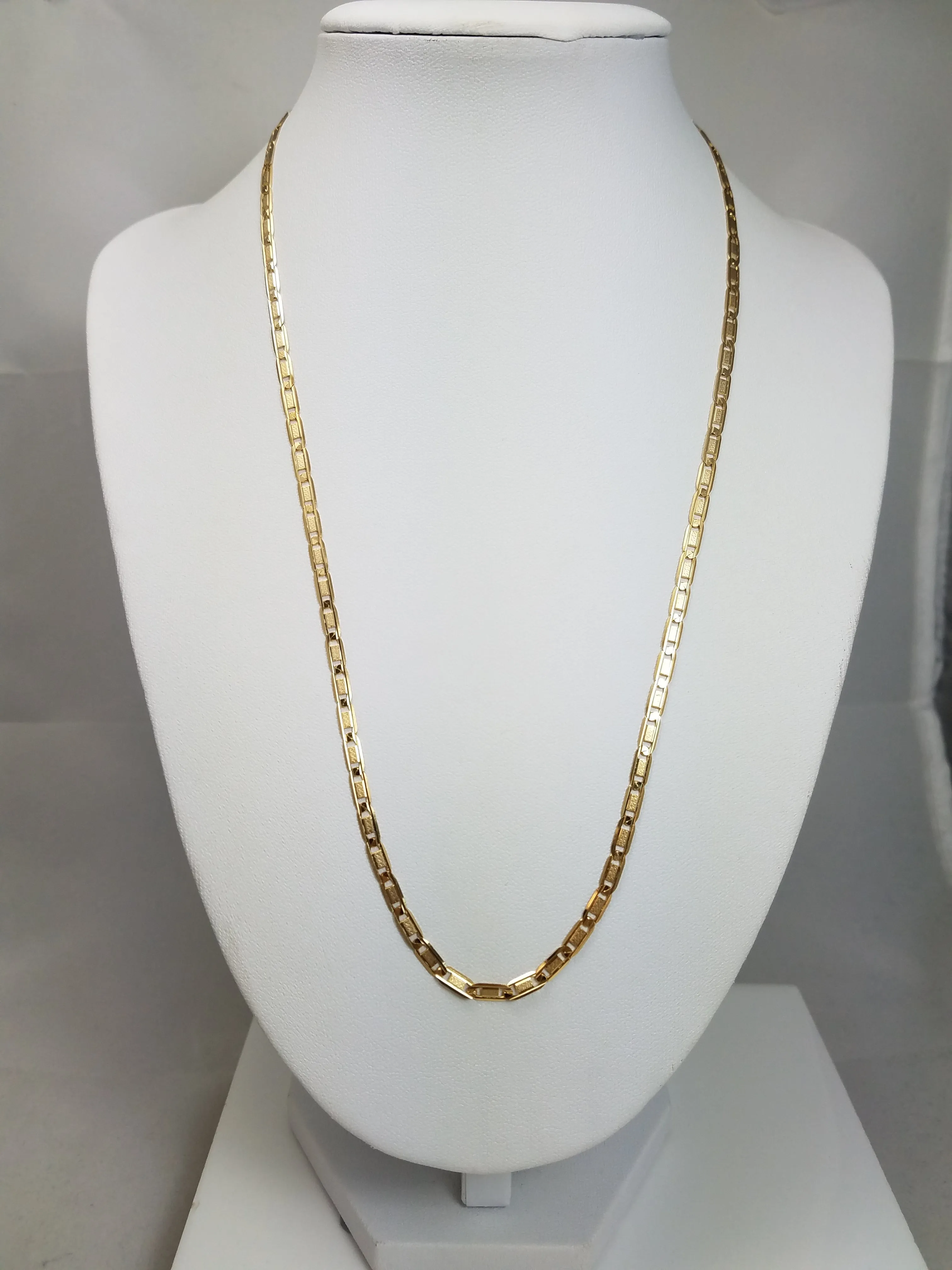 Unique Solid Fancy Link 14k Yellow Gold 20" Necklace