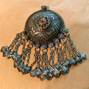 Vintage Afghan Pendant with Fringe