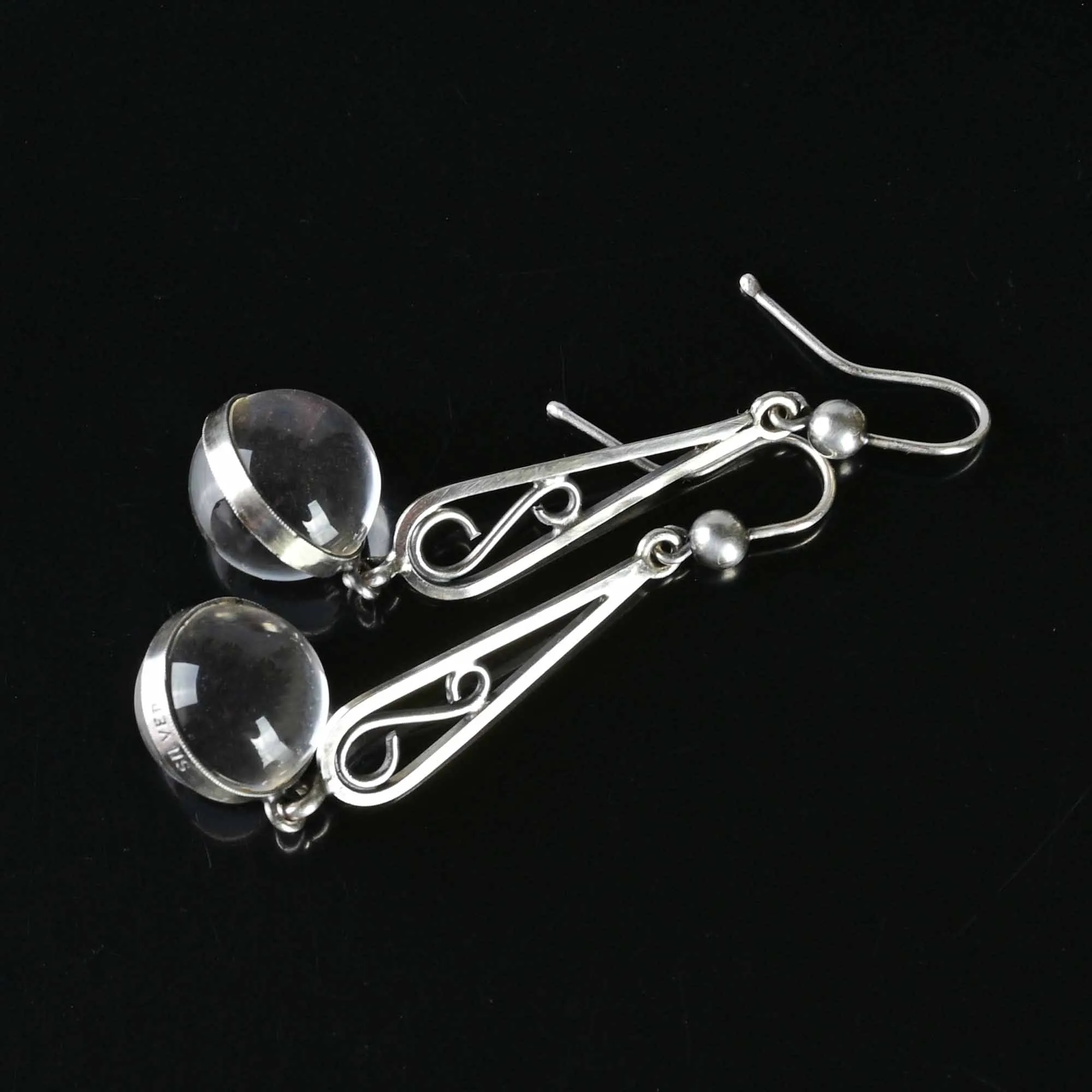 Vintage Pools of Light Rock Crystal Earrings, 2.25 Inches