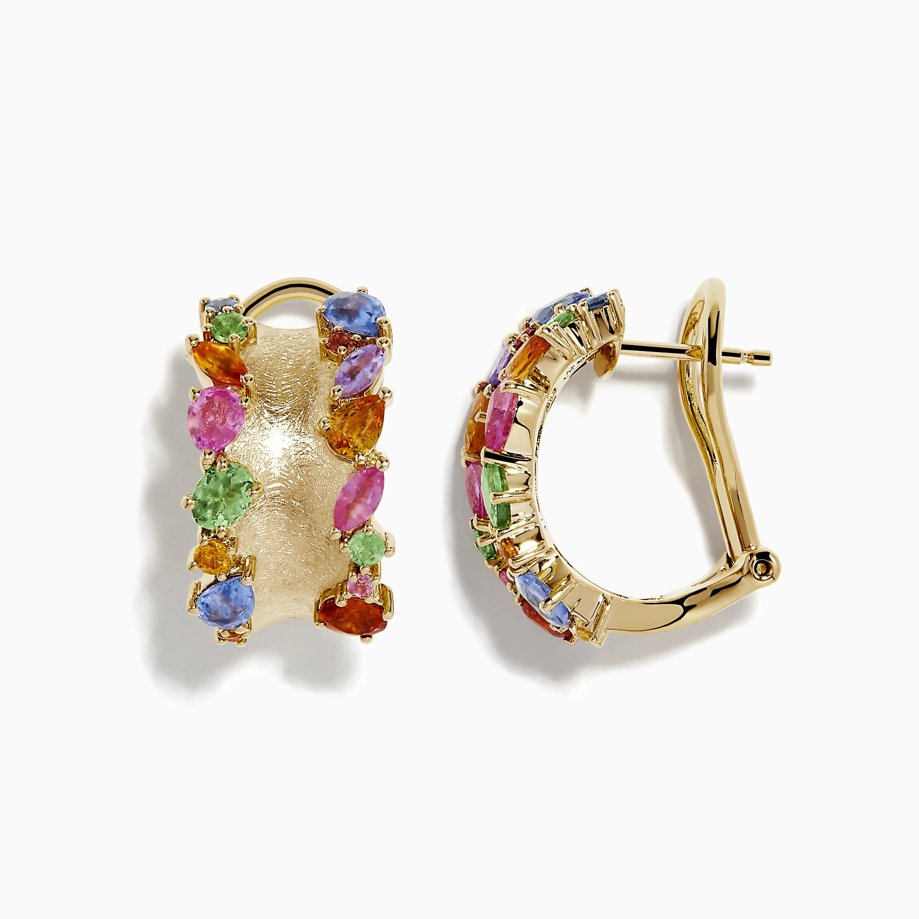 Watercolor 14k Yellow Gold Multi Sapphire Earrings