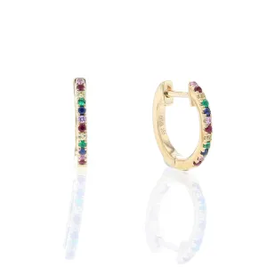 Yellow Gold Rainbow Huggie Earrings