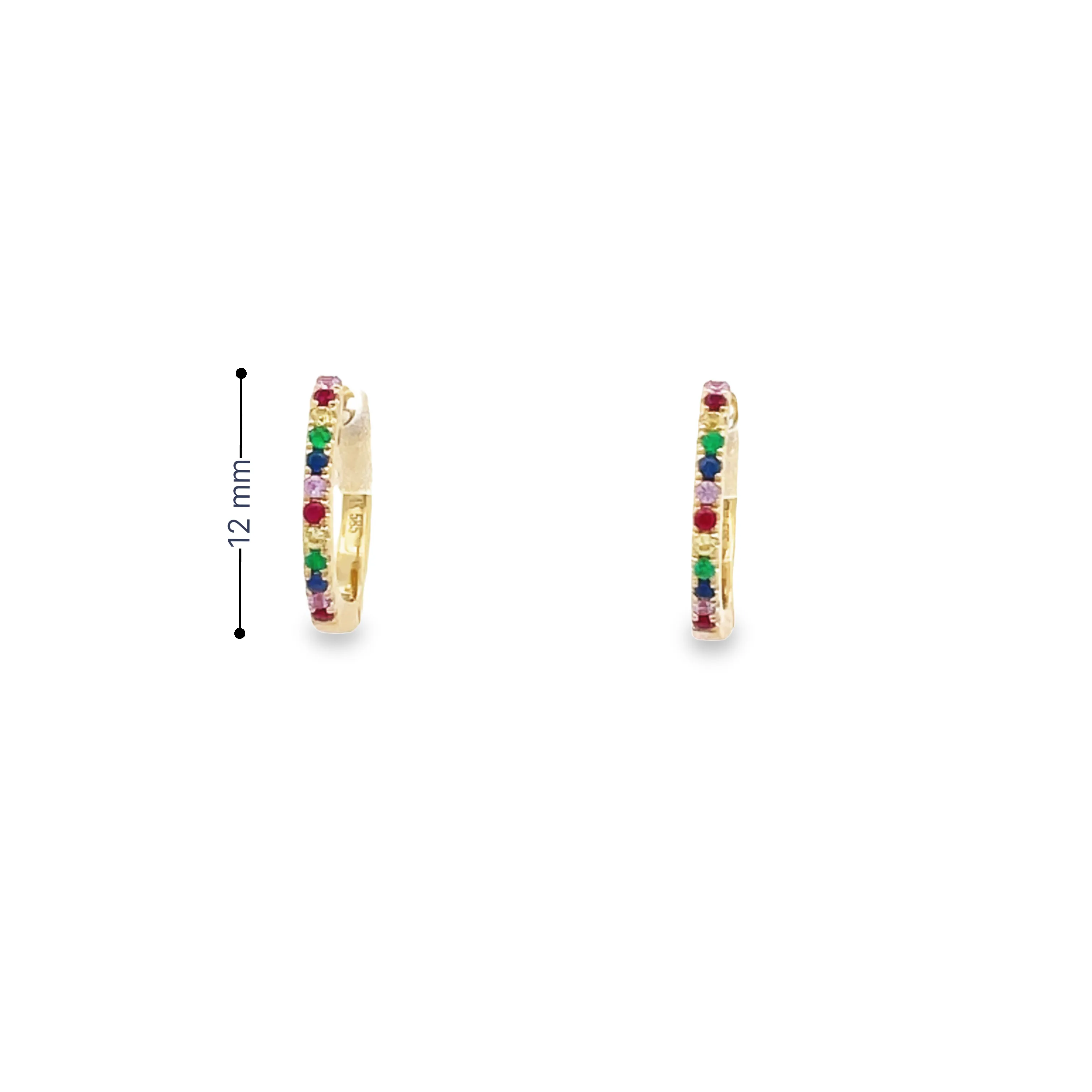 Yellow Gold Rainbow Huggie Earrings